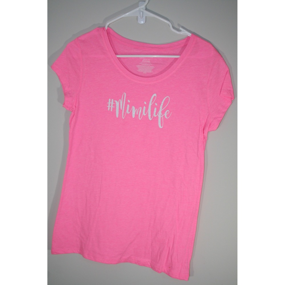 No Boundaries Womens Neon Pink Nana Life Mimi Life Graphic T-Shirt Set L XL